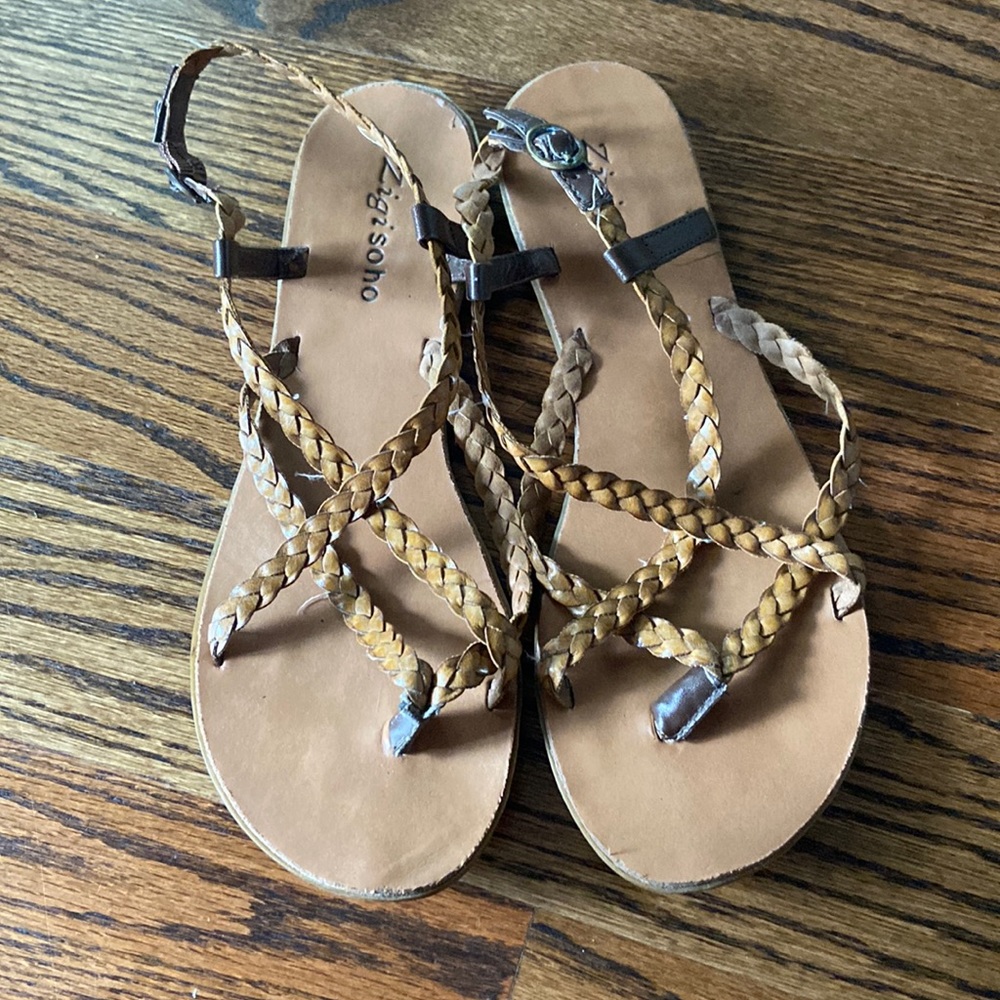 Strappy braided sandals